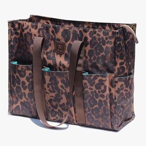 Leopard Print Utility Tote Bag in Brown